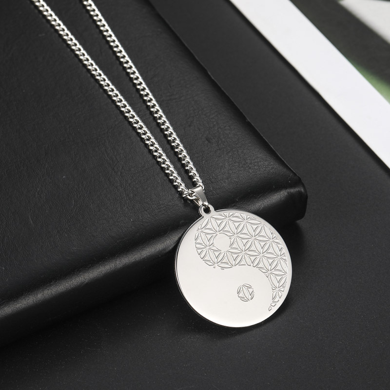 Eight Diagrams Round Stainless Steel Necklace