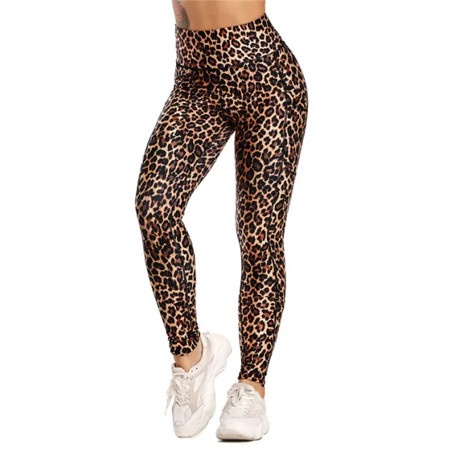 Pocket Printed Hip Raise Yoga Pants Leopard - Shop at LoveMi
