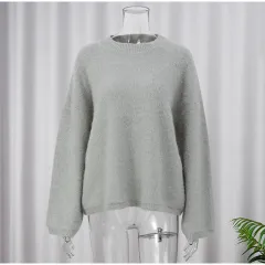 Advanced Gray Brushed Knitwear Autumn And Winter New Korean Style French Lazy Style - Light Gray - View 1