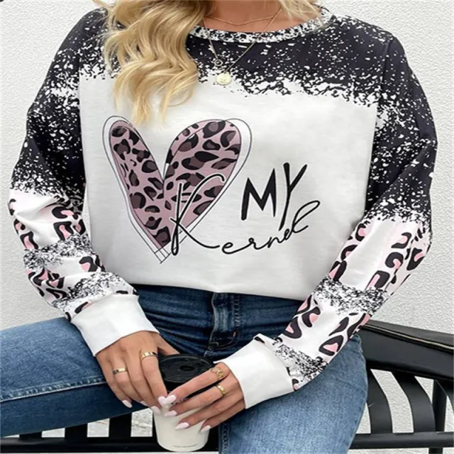Round Neck Long Sleeve Casual Sweatshirt Loose Plus Size Print Zp Women'S Sweater 13 2 L - Shop at LoveMi