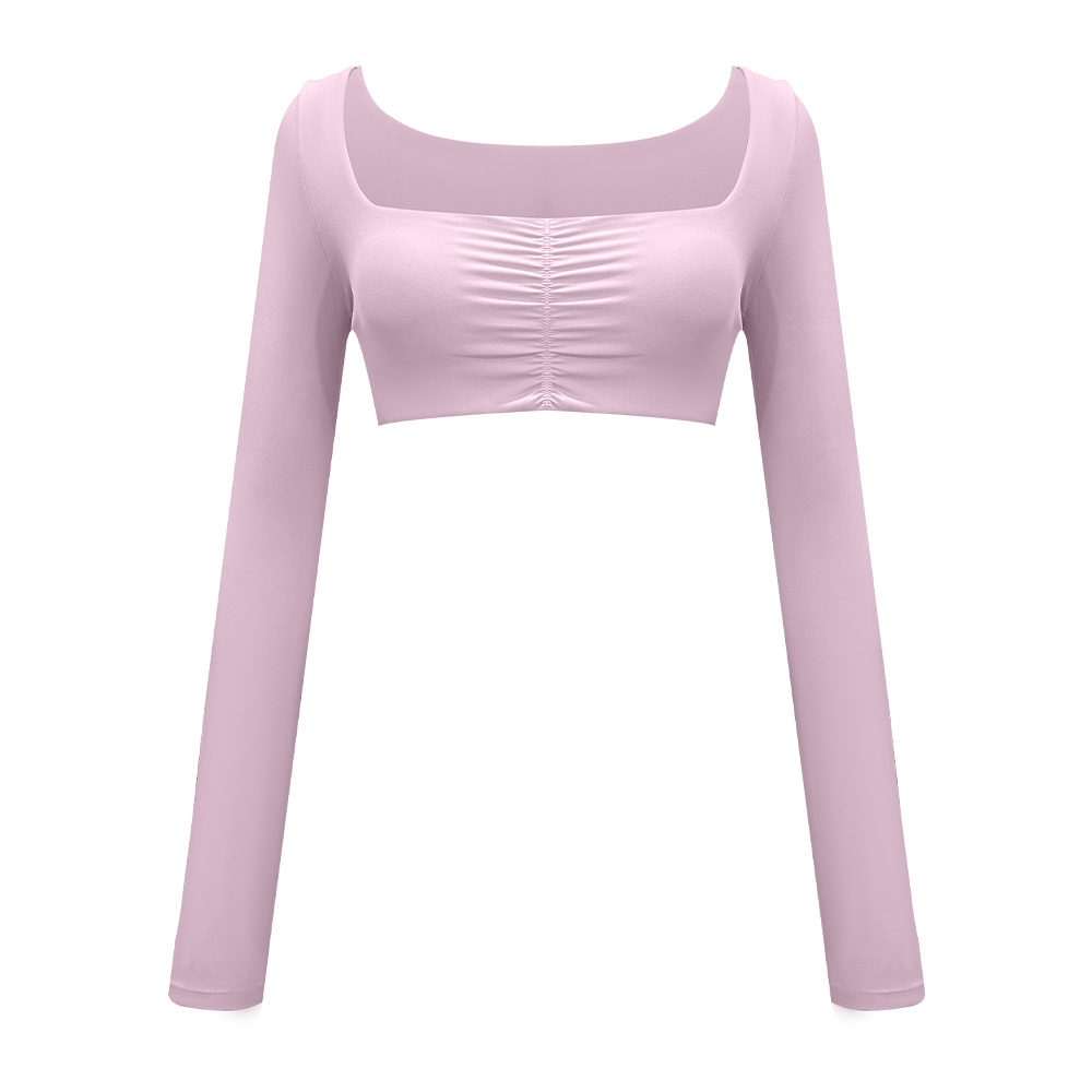 Top Square-cut Collar Midriff Outfit Removable Pleated