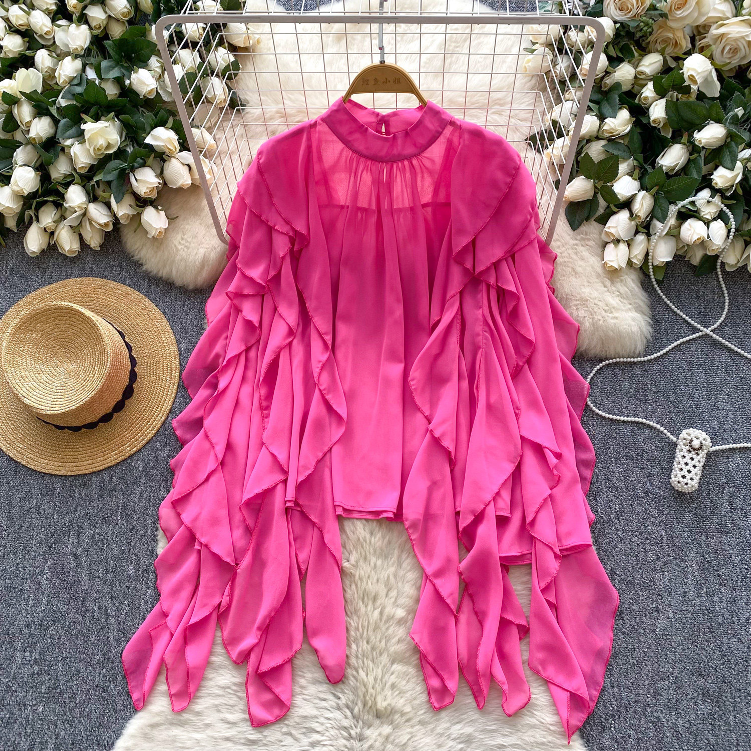 Ruffled Chiffon Patchwork Shirt Top product image
