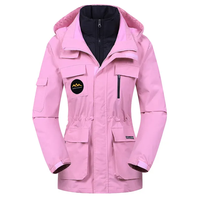 Down Cotton Liner Detachable Three in one Shell Jacket Winter Coat Pink - Shop at LoveMi