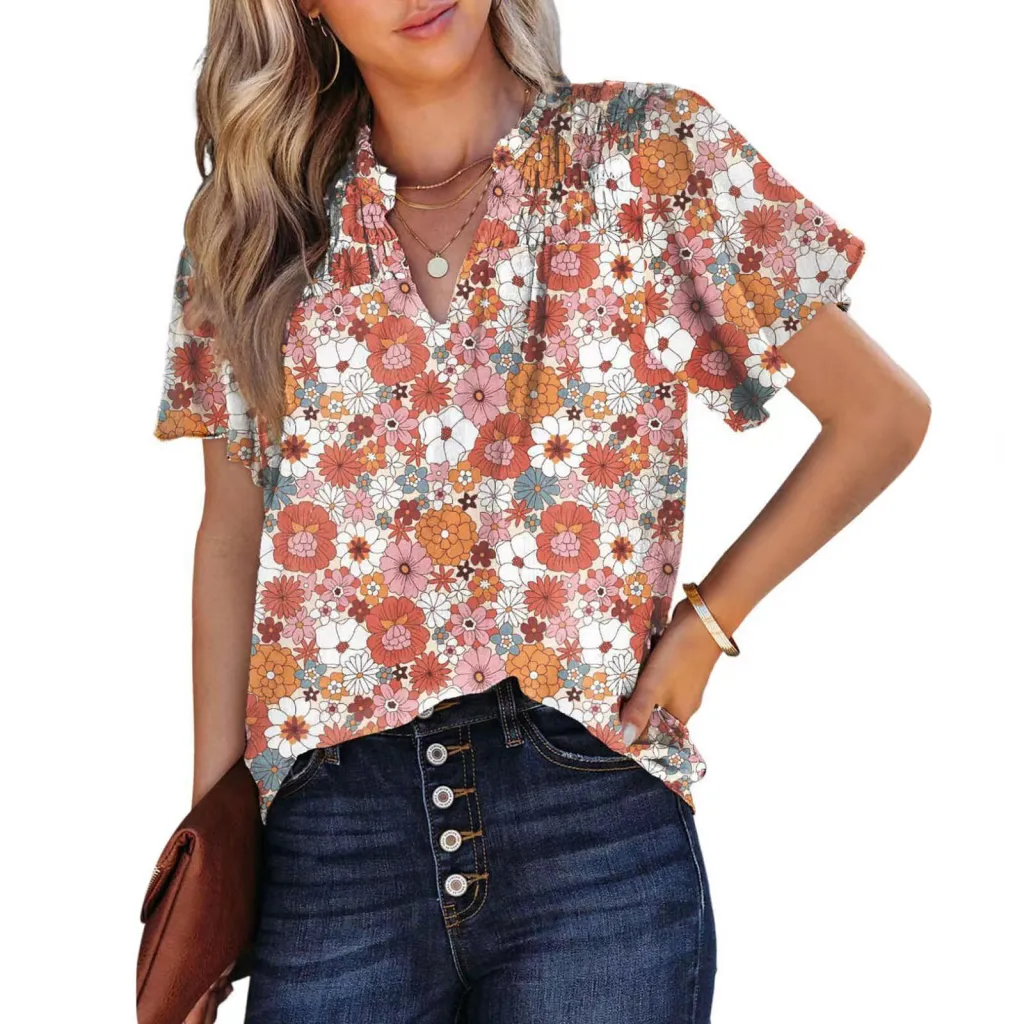 Women's Printed Fashion Short-sleeved Top - White