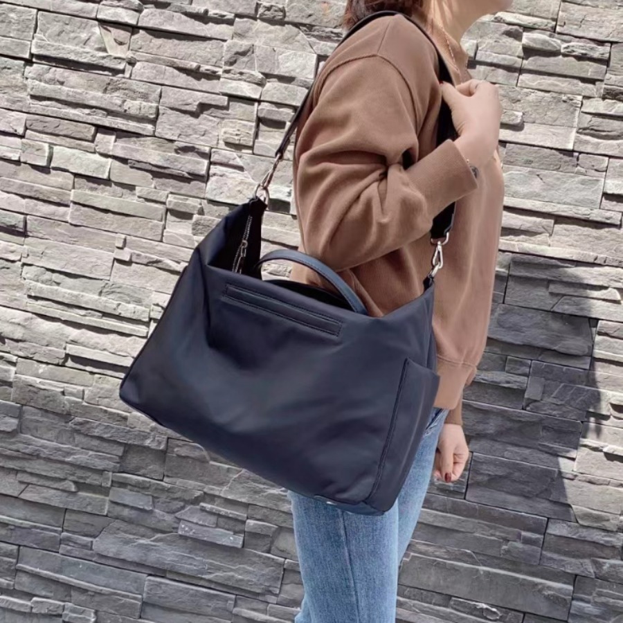 Nylon Waterproof Cloth With Leather Handbag Simple Large Capacity Shoulder Bag - CJdropshipping