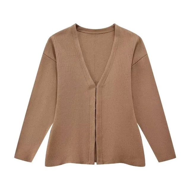 Women's Cross border Loose Sleeves Knitted Coat With Short Skirt Khaki Top - Shop at LoveMi