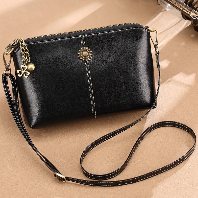 Clutch Double-layer Large Capacity Shoulder Messenger Bag - Black