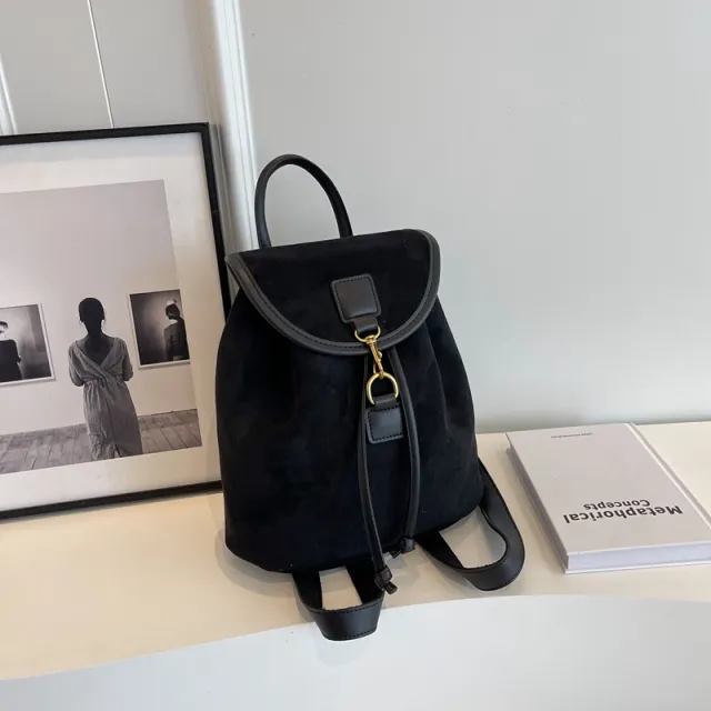 Casual Niche Design Suede Women's Backpack Black - Shop at LoveMi