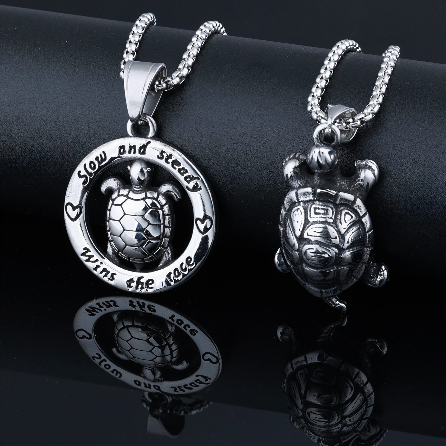 Stainless Steel Turtle Pendant Necklace Retro Personality Motorcycle Style Men's Pendant