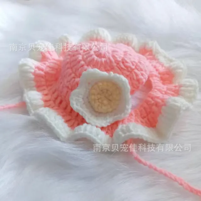 Wool Pet Hood Dogs And Cats Knitted Hat Prop Headdress Pink Plumeria Rubra - Shop at LoveMi