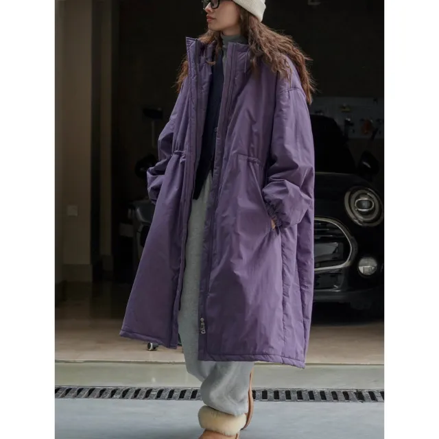 Winter Korean style Casual Relaxed fit Hooded Cotton padded Coat Purple - Shop at LoveMi
