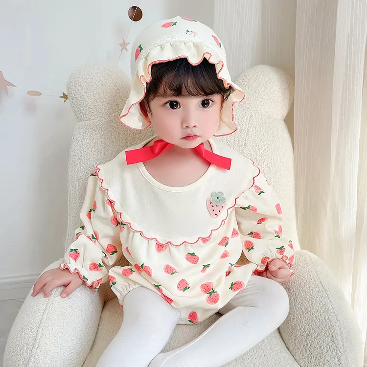 Printed Hooded Romper With A Three-piece Design