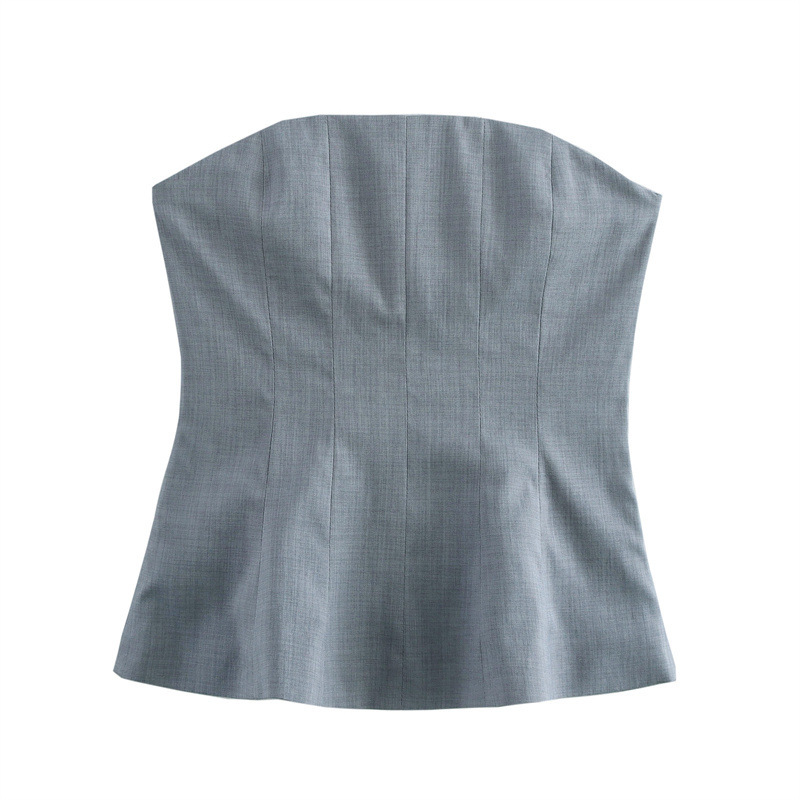 European And American Style Sleeveless Tube Top Temperament Sexy Gray Liner