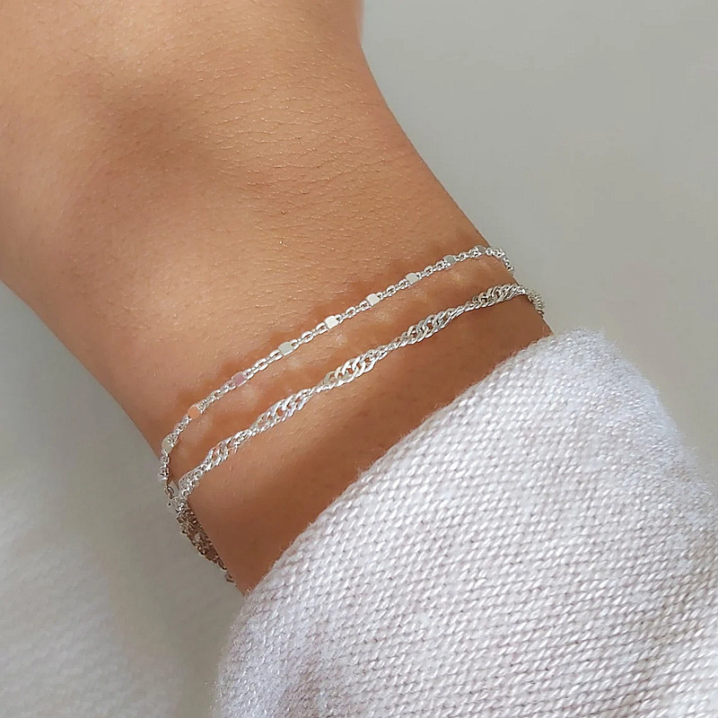 Stacked Twisted-link Chain Bracelet For Women