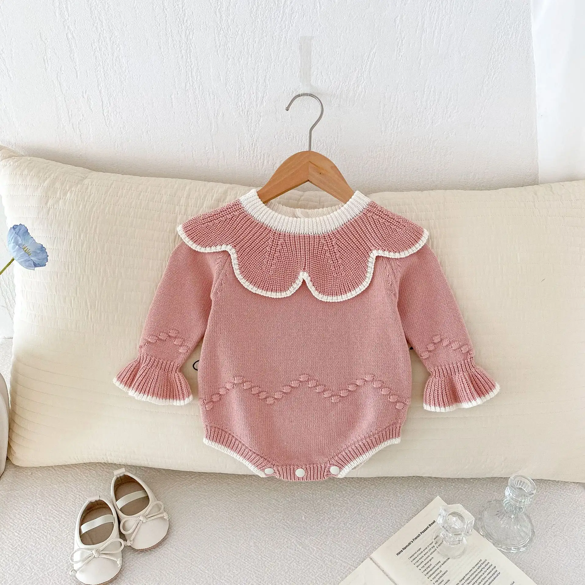 Ruffled Collar Pullover Woolen Jumpsuit