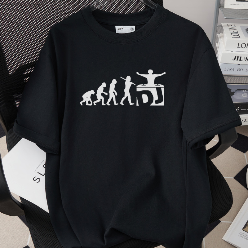 Music And Headphones Creative Print T-Shirt Loose Fit