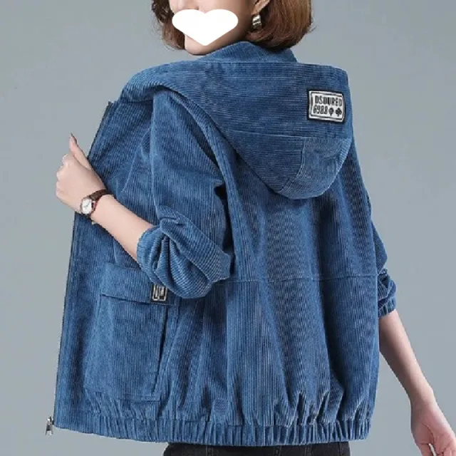 Fleece lined Thick Spring And Autumn Clothing Loose Crop Top Blue - Shop at LoveMi