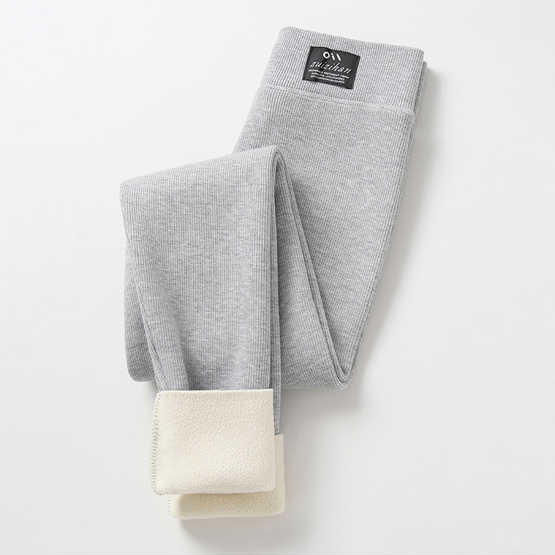 Leggings Women's Outer Wear High Waist Tight Season Lambswool Fleece Lined Padded Warm Keeping Pants