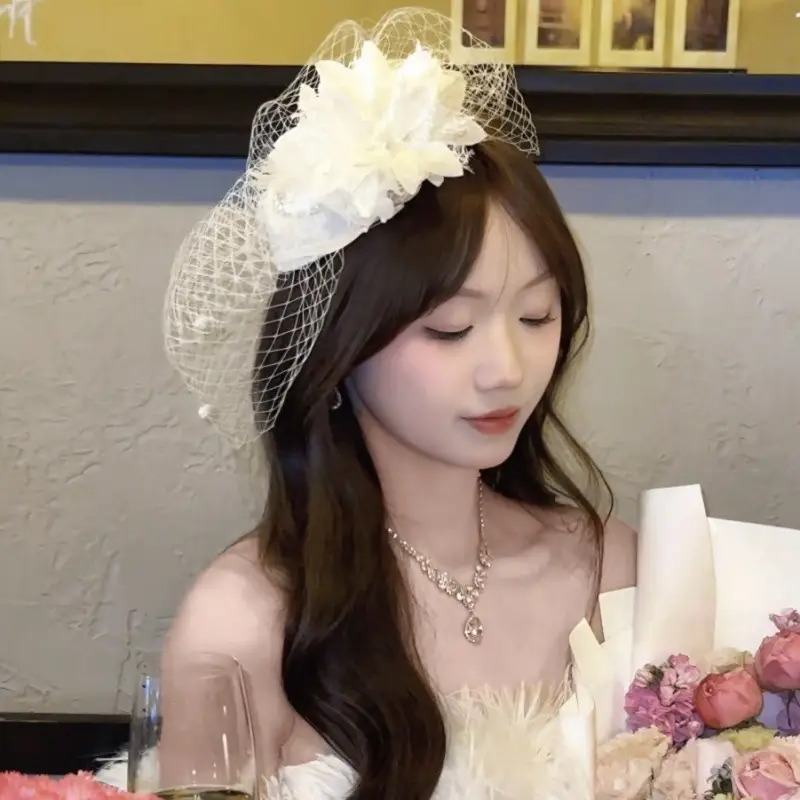 Dinner Socialite Gathering French Retro Feather Headdress Flower