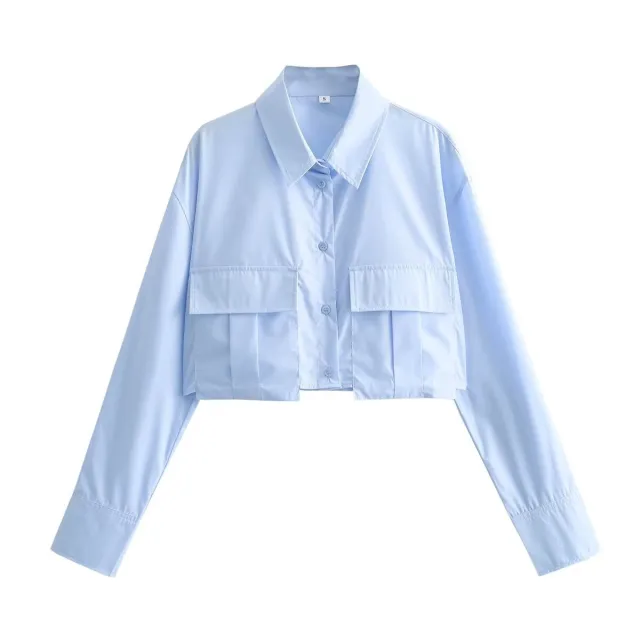 Women's Short Shirt With Pockets Sky Blue - Shop at LoveMi