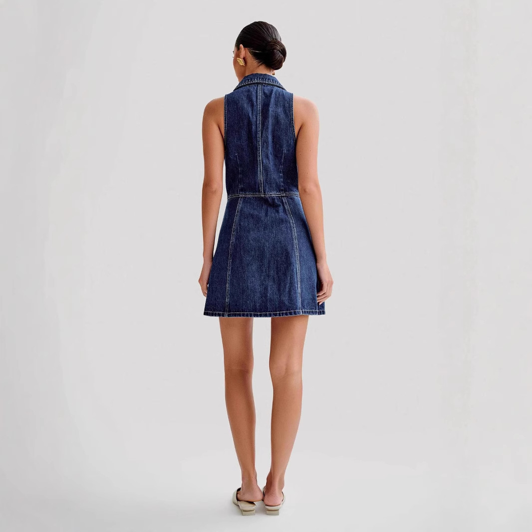 Summer Tea Dress With A Neck-strap For Women