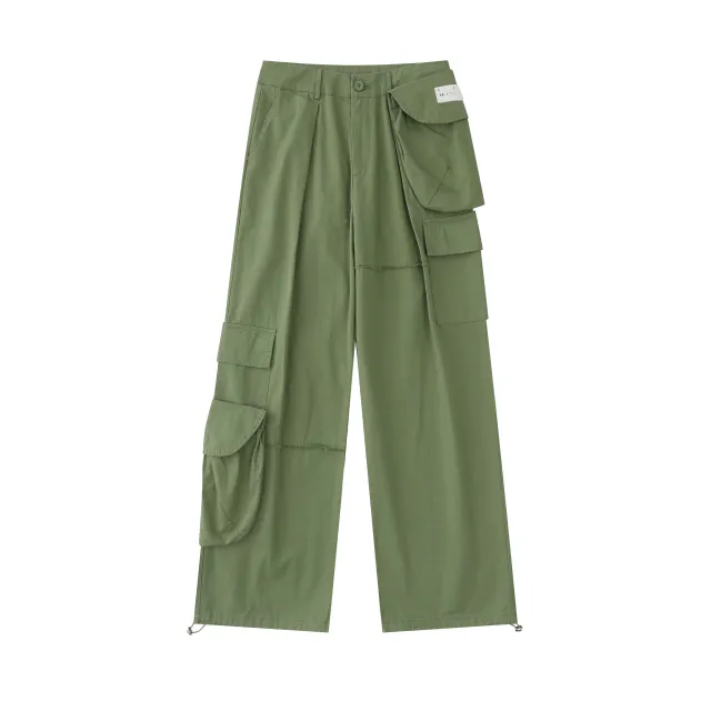 Autumn American Wide Leg Mop Pants Men's Loose Overalls Green - Shop at LoveMi