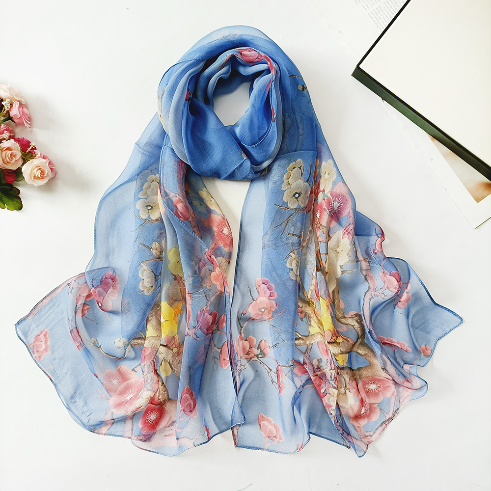 Summer Sunscreen Scarf Beach Scarf Wholesale Long Women’s Soft Plum Blossom Ladies Decoration Thin Scarf Scarf