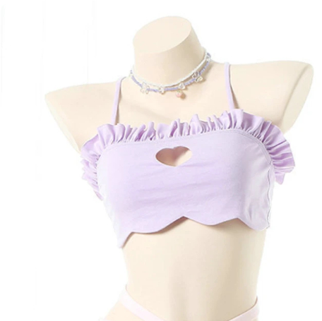 Thin Breathable Sweet Cute Solid Color Homewear Purple Chest Wrap - Shop at LoveMi