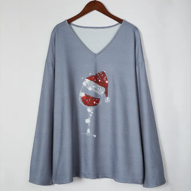 European And American Autumn Winter Coat Christmas Printing Darkgrey - Shop at LoveMi