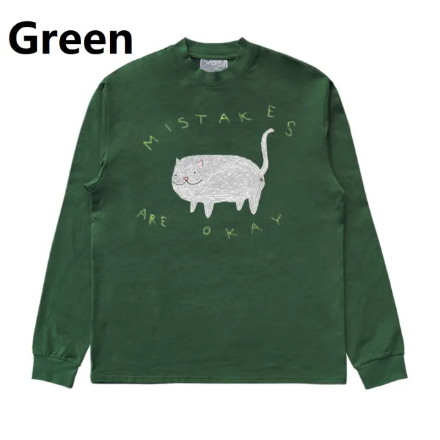 Simple Cute Animal High Street Design Stiff Long Sleeve T shirt Green - Shop at LoveMi