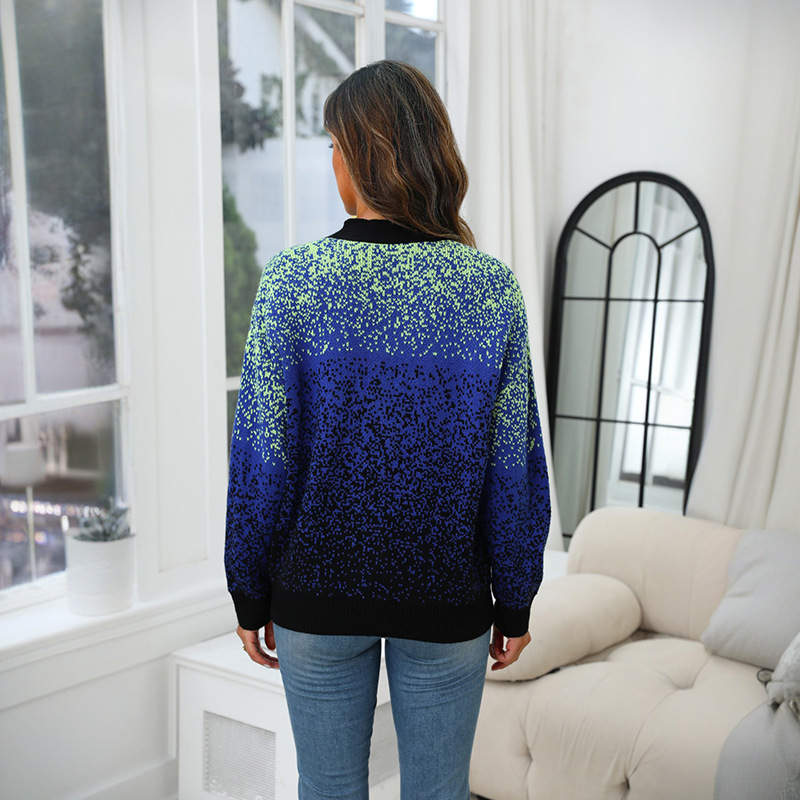 Knitwear Sweater Women's V-neck Blue Starry Sky