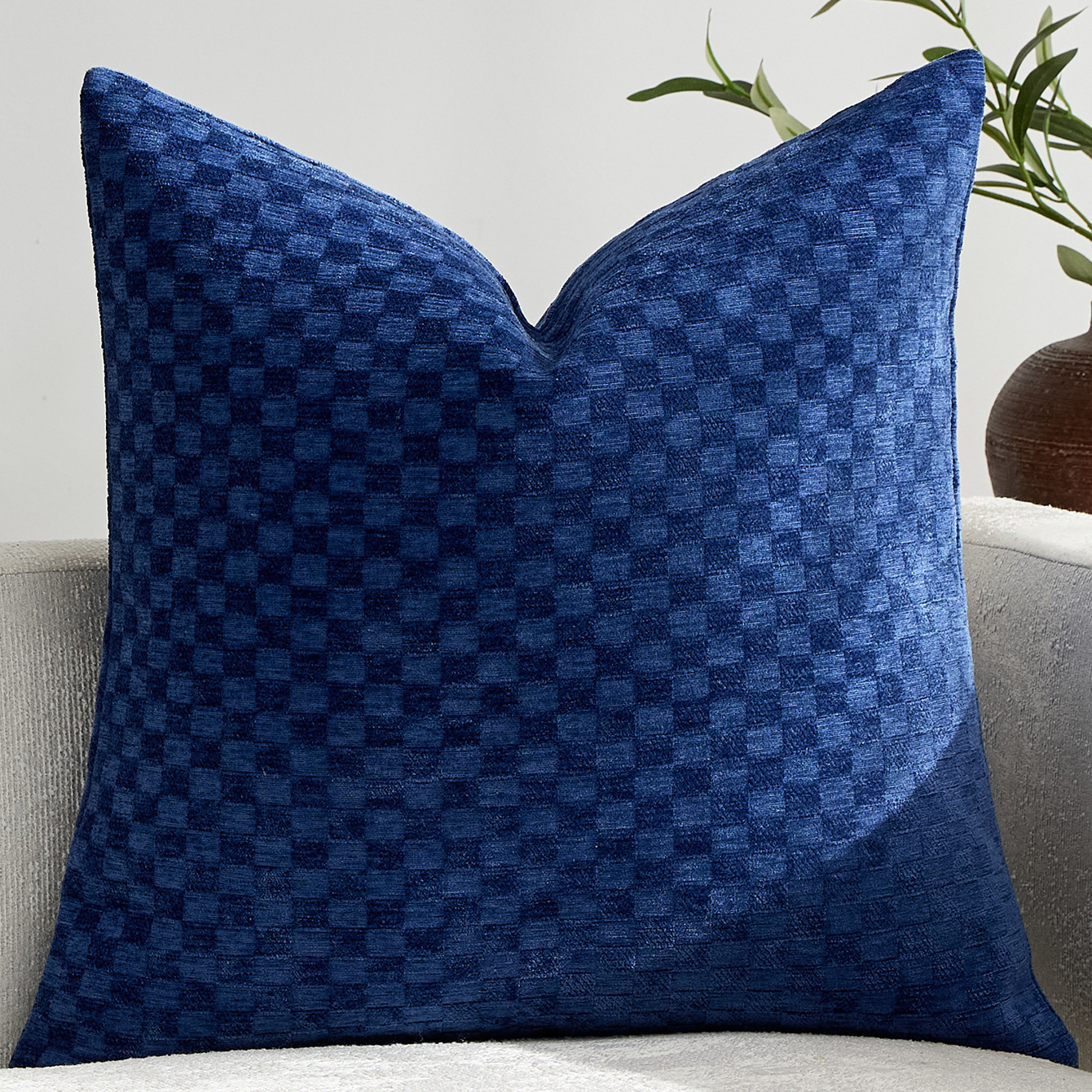 Chenille Three-dimensional Small-check Throw Pillow Sofa Cushion Cover Solid Color — foto 5