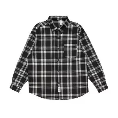 Men's Retro Loose Casual Long Sleeve Shirt - Black