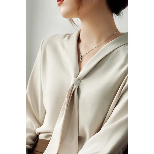 Women's Office Chiffon Commuting Elegant White Shirt Khaki - Shop at LoveMi