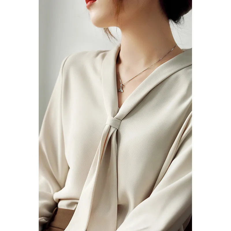 Women's Office Chiffon Commuting Elegant White Shirt - Khaki
