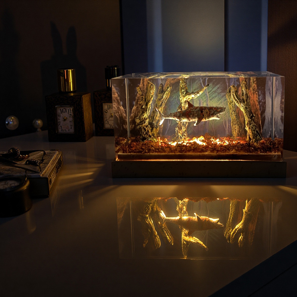 Resin Zombie Shark Night Light - Horror Rotten Forest