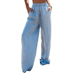 Women's Loose High Waist Wide Leg Jeans - Lc7874974 Light Blue - View 1