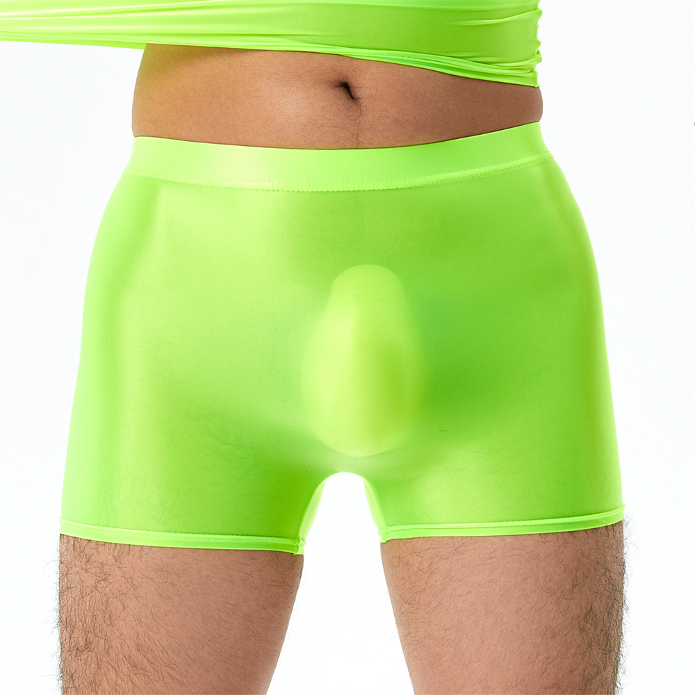 Plus Size High Elastic Shiny Silky Boxers Men