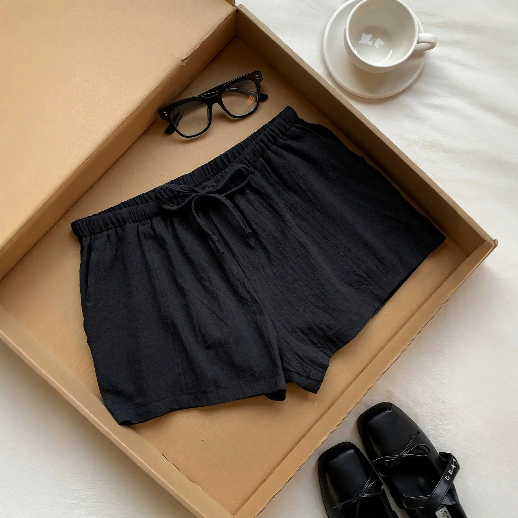 Womens Summer Loose-fit Shorts Figure-flattering