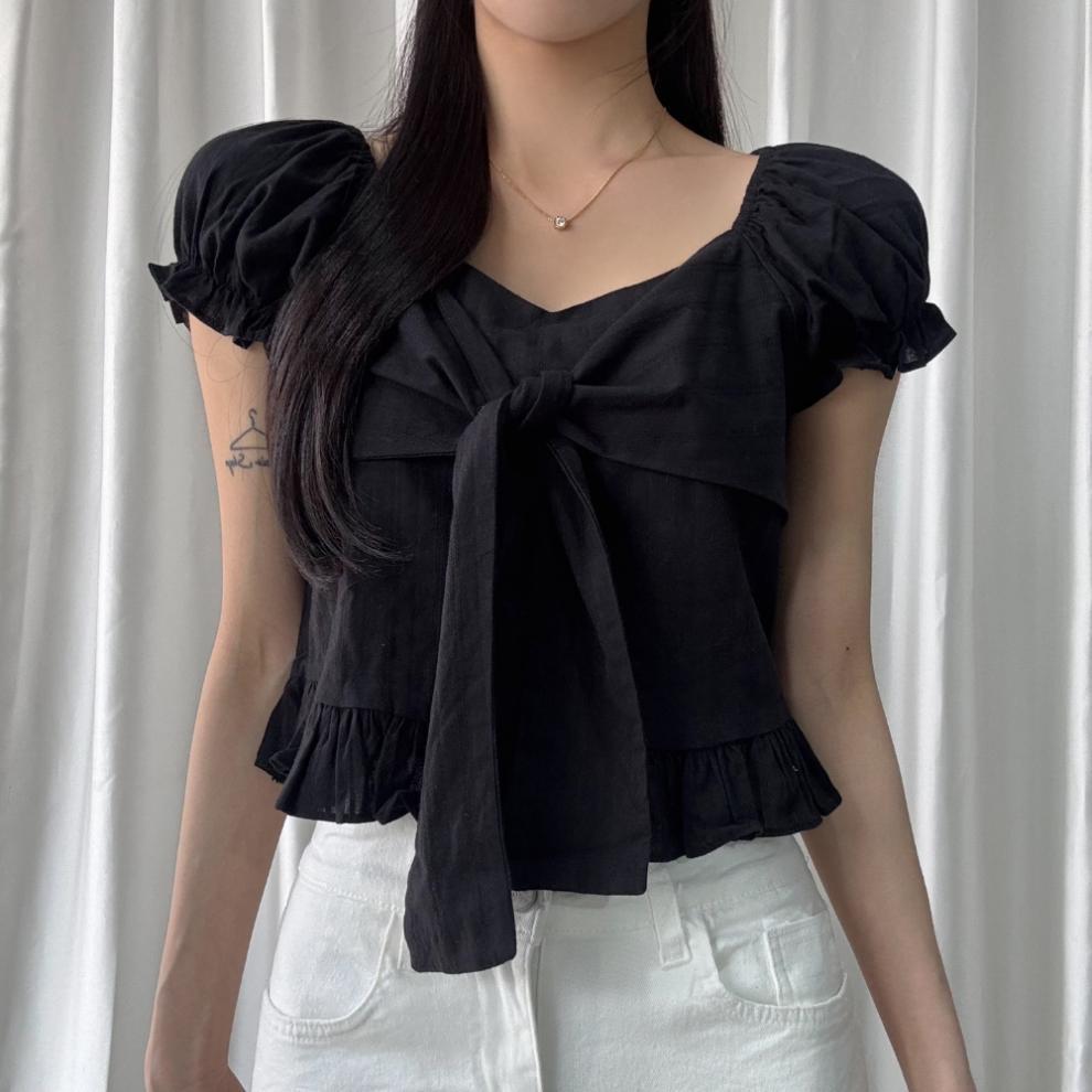 Bow-tied Ruffled Frill Puffed-sleeve Shirt 13 b96ee8f9 f30f 43fa bdfc 045f7112fe18