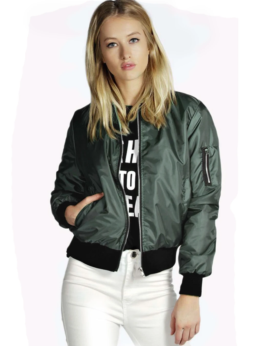 Title 7, Solid Color Short Fashion Zip Jacket