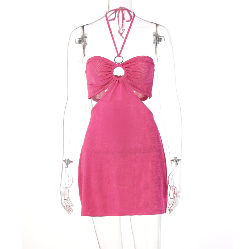 New Stylish Hollow out Halter neck Sexy Dress Red - Shop at LoveMi