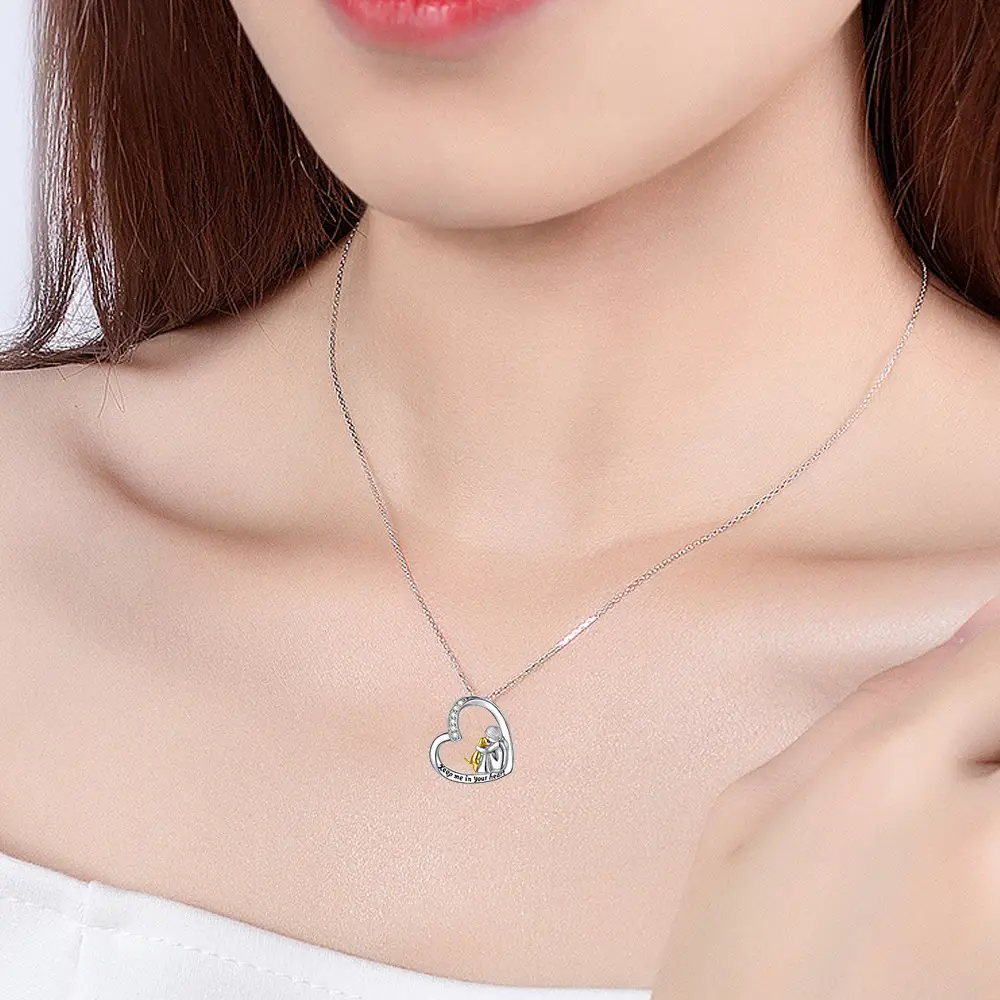 Silver Love Keeps Me In Your Heart Dog Little Girl Necklace