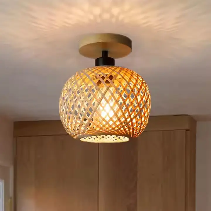 High-quality Retro-style Bamboo And Wood Ceiling Light