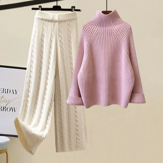 Cotton Vest Idle Style Knitted Sweater Wide Leg Pants Three piece Set Suit 9 - Shop at LoveMi