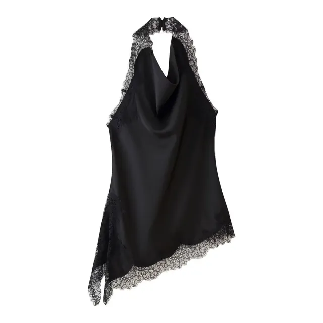New Collar Lace Top Silk Satin Texture Skirt Top - Shop at LoveMi