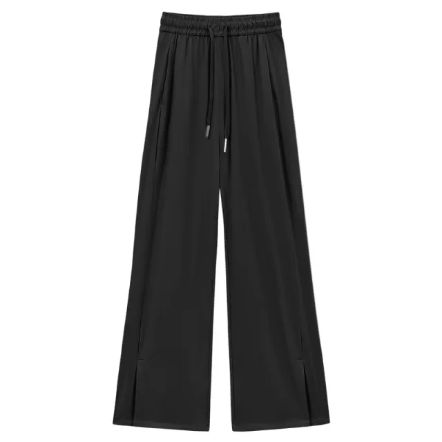 Anti mosquito Sunscreen Drooping Straight Split Wide Leg Pants Black - Shop at LoveMi