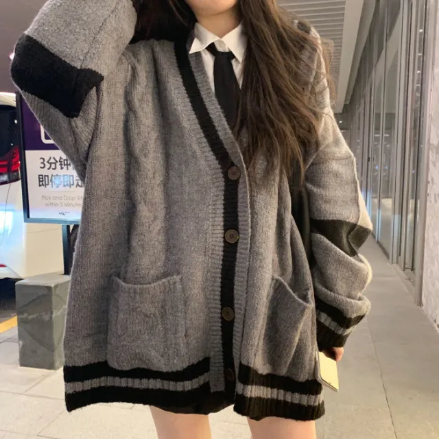 Sweater Spring Style Loose And Lazy Style Knitted Cardigan Sweater Cardigan - Shop at LoveMi