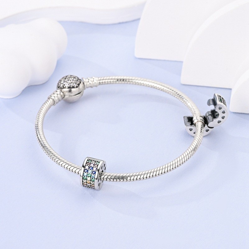 Cooperized Silver Pendant Beads Emerald-shaped Isolation Beads Bracelet Necklace