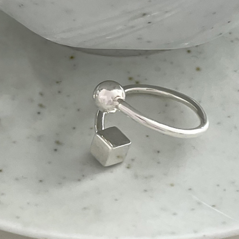 Simple Doppel Herz Ring Female Line Opening Adjustable